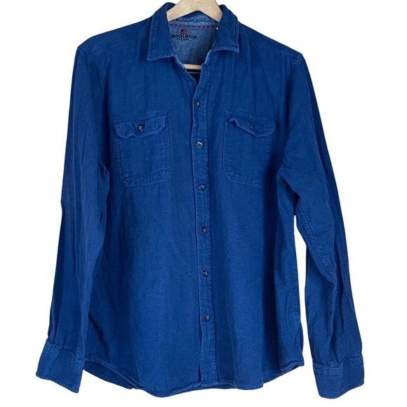 Woolrich Other - Woolrich Mens Long Sleeve Button Up Shirt Blue Chambray Cotton XXL